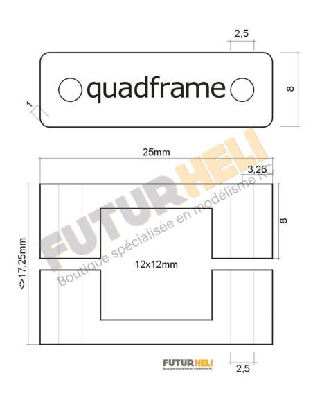 Support tube 12x12  multicoptère