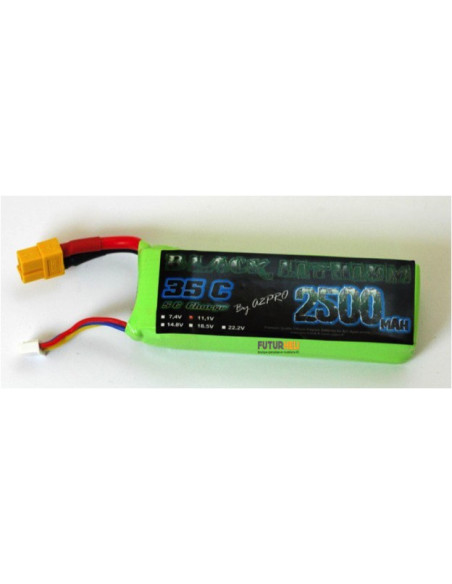 Lipo 2500 mAH 3S 35C prise XT60 Black lithium