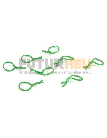 Clips carrosserie courbé anodisé vert (x8) Dynamite