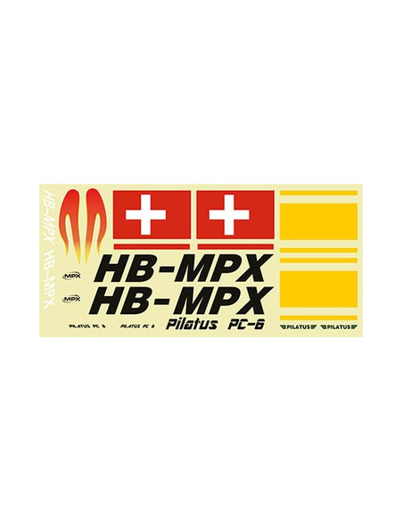 224374 planche d'autocollants rouge pilatus PC6 Multiplex