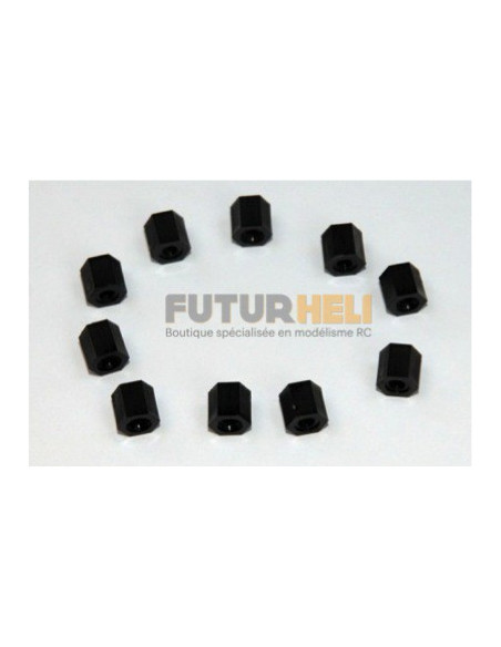 Entretoises M3X6 (x10) Femelle-Femelle noir