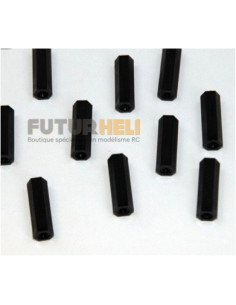 Entretoises M3X30 (x10) Femelle-Femelle noir