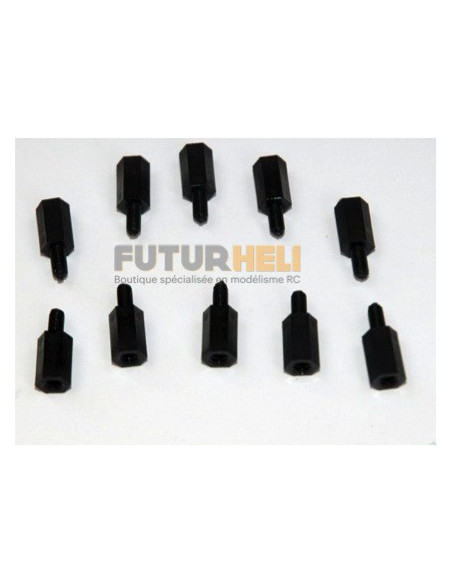 Entretoises M3X10 (x10) Male-Femelle noir