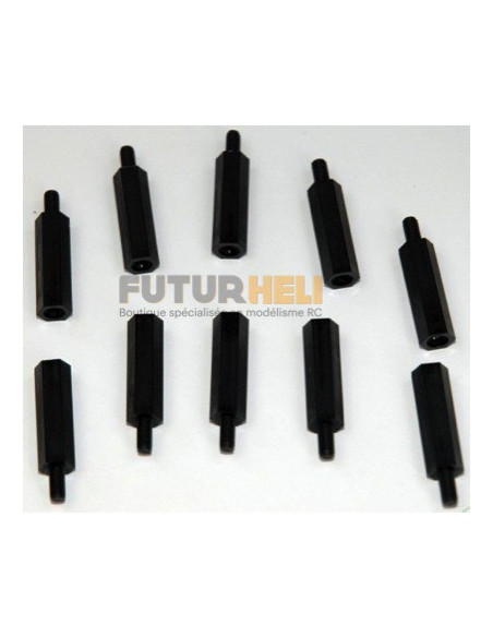 Entretoises M3X20 (x10) Male-Femelle noir