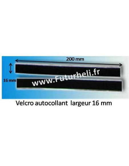 Velcro autocollant Noir  20 cm x 16 mm