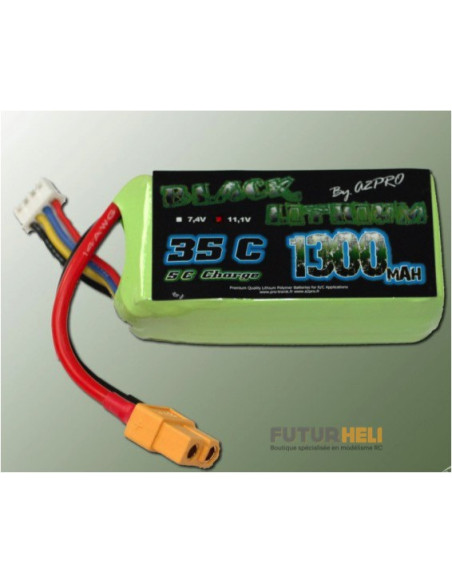 lipo 1300 mAh 3S 11.1 v 35C black lithium