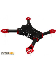 Châssis quadri Taille 135 alu rouge et carbone Rakonheli