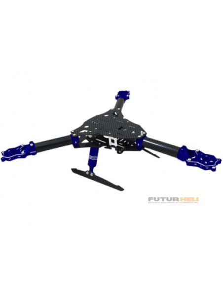 Châssis tricopter Bleu Carbone Alu Rakonheli
