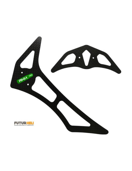 Dérive et stab carbone logo jaune blade 360CFX Option Rakonheli