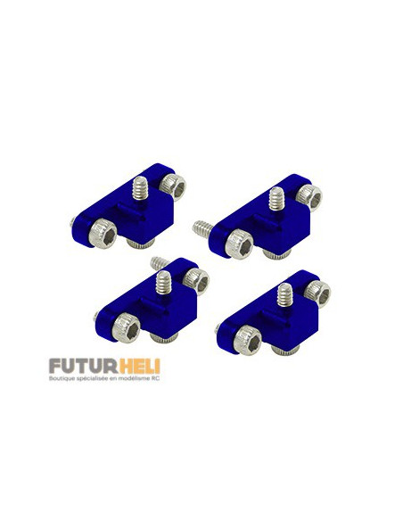 Supports patins alu bleu châssis rakonheli blade 230S