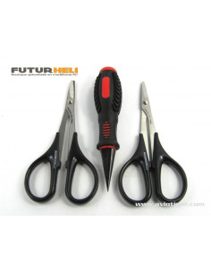 Set découpe carrosserie 2 ciseaux + alésoir