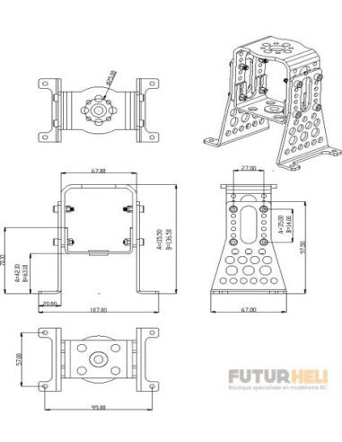 Support Moteur alu réglable Hacker