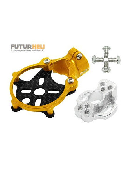 Support moteur Mach 25 + Angle 10 degrés argent Option Rakonheli