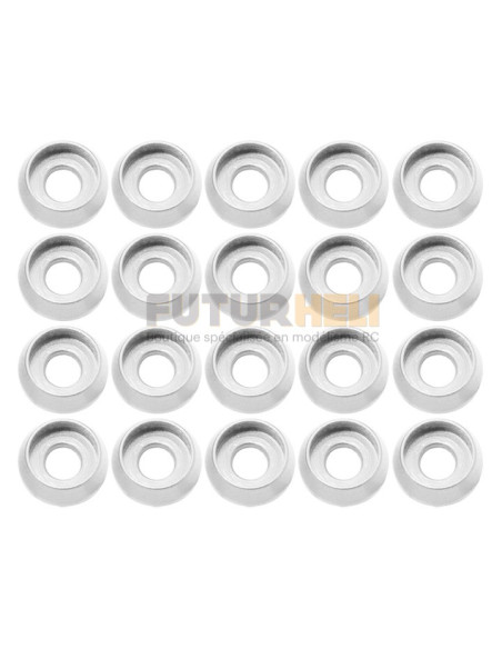 Rondelles cuvette M3 alu rouge (x20) Rakonheli