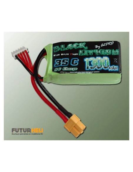 lipo 1300 mAh 4S 14,8 35C prise XT60 Black lithium