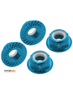 Ecrous M5 nylstop (X4) CW bleu clair Rakonheli