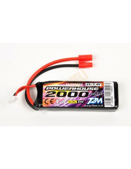 Batterie lipo 2000 mAh 2S 7,4v 25C T2M