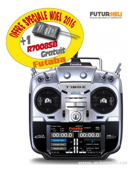 Futaba T18SZ mode 1 + 2 récepteurs R7008SB