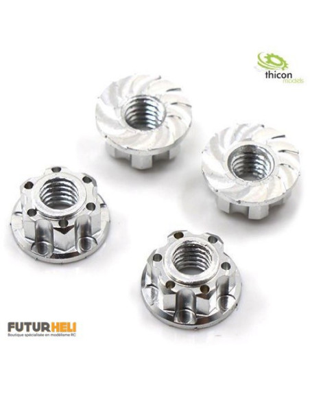 Ecrous maquette M4 (x4) Alu pour camion RC