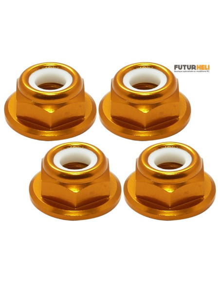 Ecrous alu argent M5 Nylstop (x4 ) CW Rakonheli