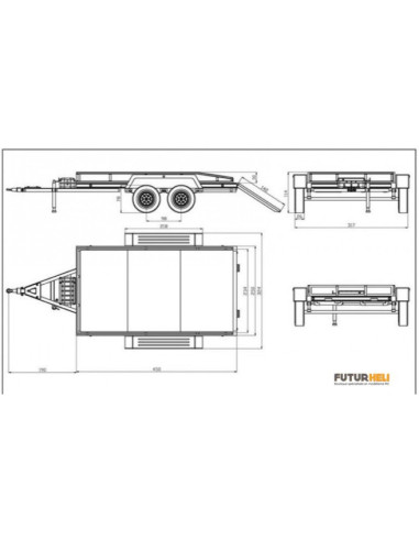 Remorque plateau 2 essieux 1/10eme
