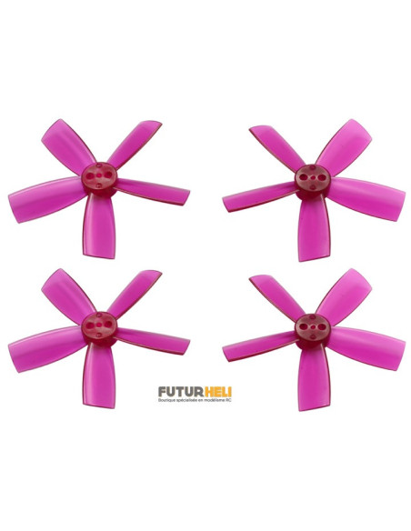 Hélice 5 pales violet transparent 2xCW 2x CCW axe 1,5mm