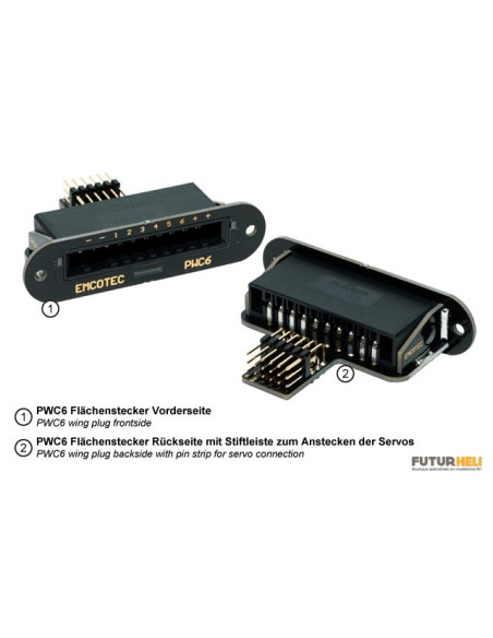 Connecteur d'aile jusqu'à 6 servos  PWC6 Emcotec