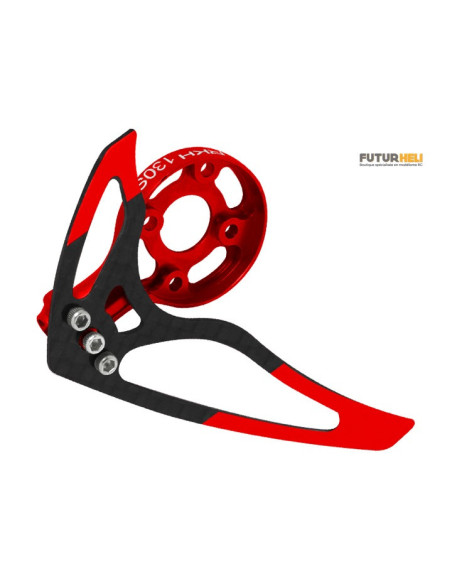 Support moteur + dérive rouge Option blade 130S Rakonheli