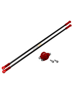 Support tube de queue complet Rouge Alu-carbone Blade 130S Option Rakonheli