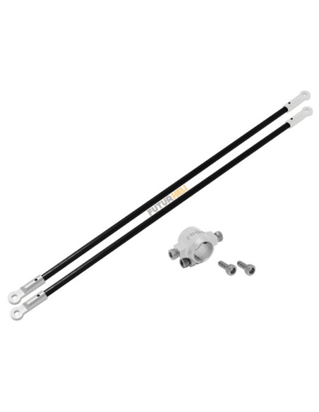 Support tube de queue complet argent Alu-carbone Blade 130S Option Rakonheli