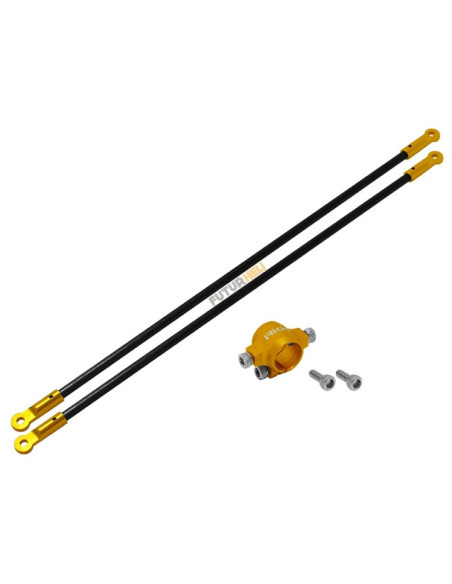 Support tube de queue complet noir Alu-carbone Blade 130S Option Rakonheli