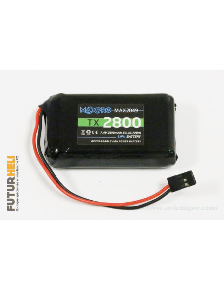 Accu lipo Réception 2800 mAh 7,4v radio Futaba