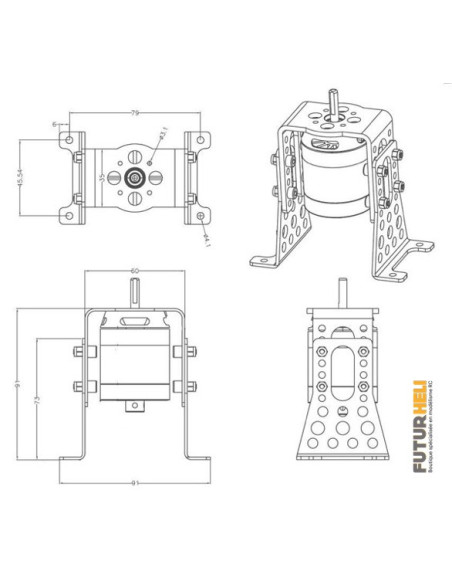 Support moteur electrique Alu réglable A30 Hacker motor