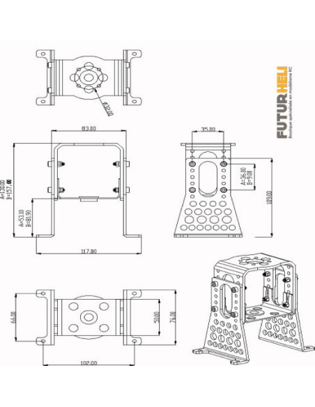 Support moteur electrique Alu réglable A30 Hacker motor