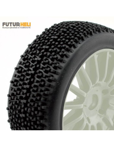 Roue complète (x2) Hobbytech pneus collés sur jante pour voiture 1/8eme