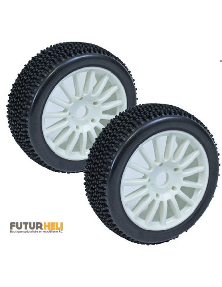 Roue complète (x2) Hobbytech pneus collés sur jante pour voiture 1/8eme