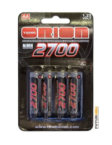 Piles 2700 mAh Nimh (x4) Rechargeable format AA Orion