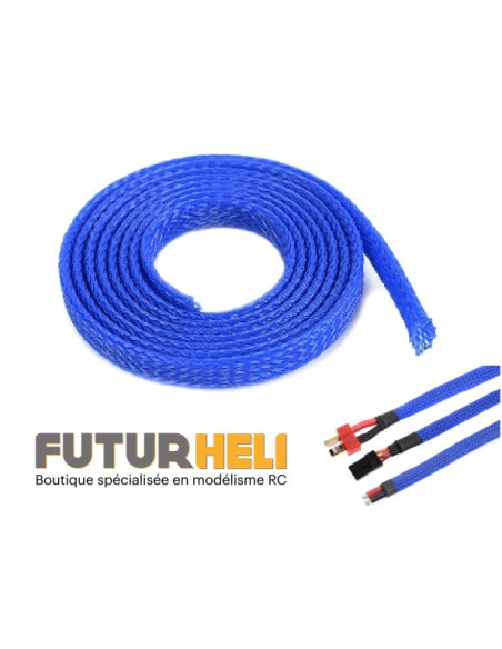 Gaine tressée 6mm Bleu longueur 1M