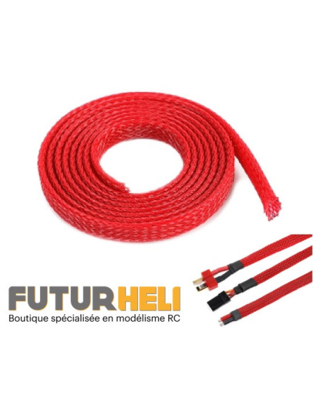 Gaine tressée 14 mm rouge longueur 1M