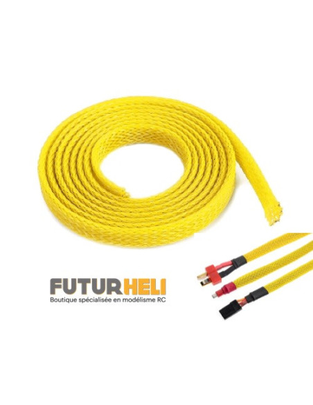 Gaine tressée 6mm jaune longueur 1M