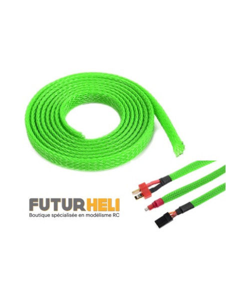 Gaine tressée 14 mm neon Vert longueur 1M