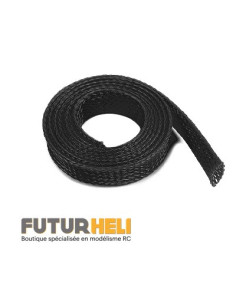 Gaine tressée 14 mm  noir longueur 1M