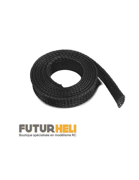 Gaine tressée 14 mm  noir longueur 1M