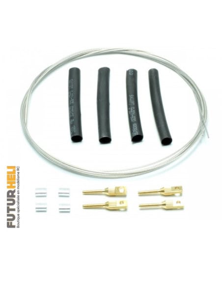 Set commande cable 0,8mm x 2x1M + virolles de 2mm