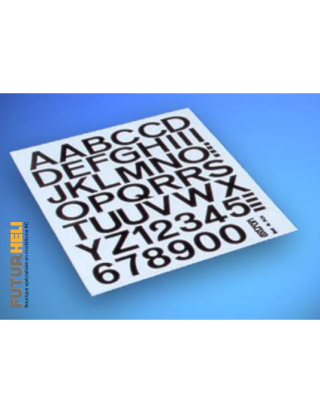 Planche d'autocollant Lettre 25mm noir