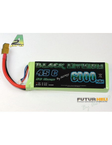 Lipo 6000 mAh 7,4v 11,1v 45C prise XT60