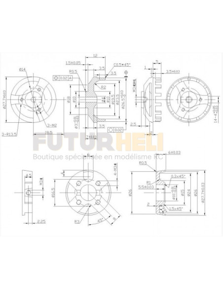 Pro-Tronik Moteur DM2210 KV1100 avion jusqu'à 1000g