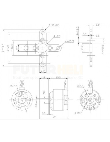 Pro-Tronik Moteur DM2210 KV1100 avion jusqu'à 1000g