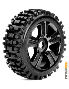 Kyosho roues TT 1/8eme pneu collé sur jante noire