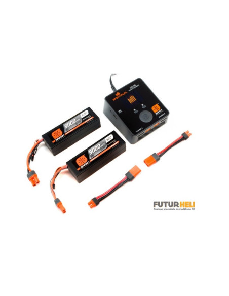 Set Batterie lipo 5000 MAh 6S Smart + Chargeur S2100 Spektrum SPMXPS6I